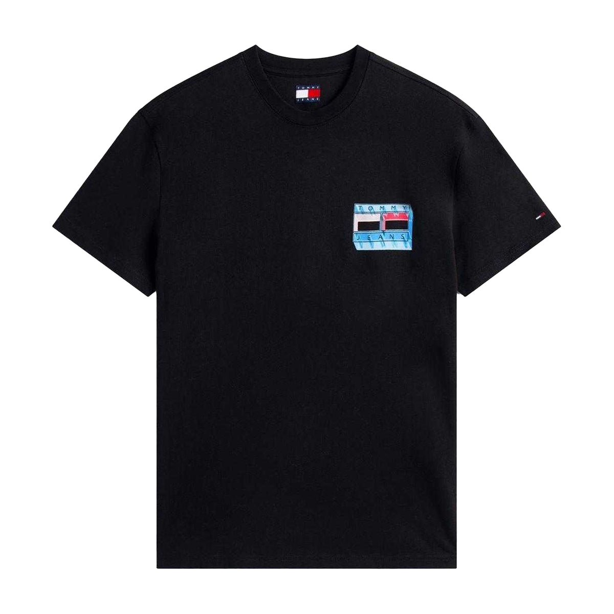 Black - Front - Tommy Jeans Mens DNA Logo Regular T-Shirt