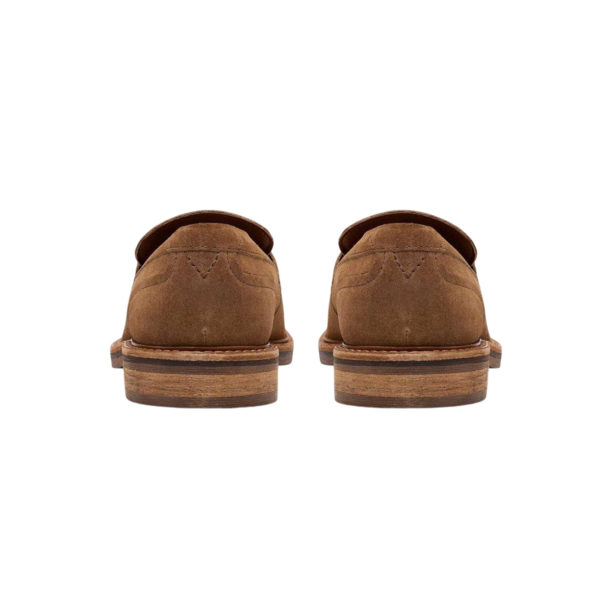 Tan - Back - Clarks Mens Aldwin Suede Loafers