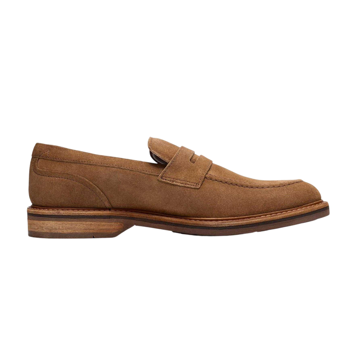 Tan - Front - Clarks Mens Aldwin Suede Loafers
