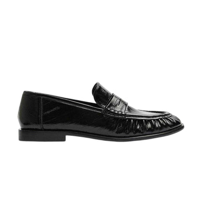 Black - Front - Where´s That From Womens-Ladies Ruched Flat Loafers