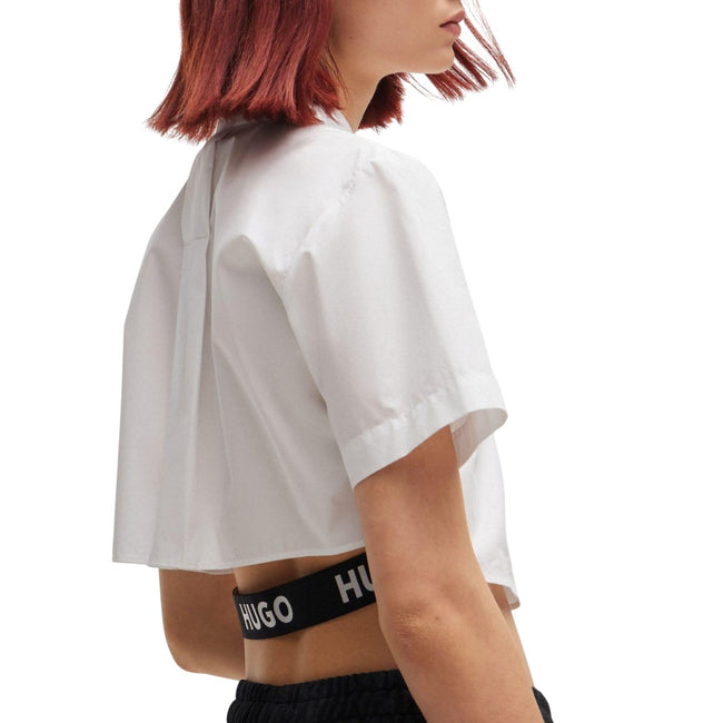 White - Back - Hugo Womens-Ladies Enovia Cropped Regular Blouse