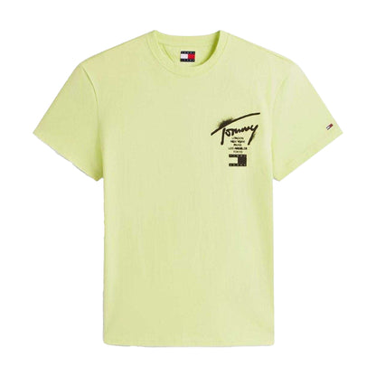 Lime - Front - Tommy Jeans Mens Flag Logo T-Shirt