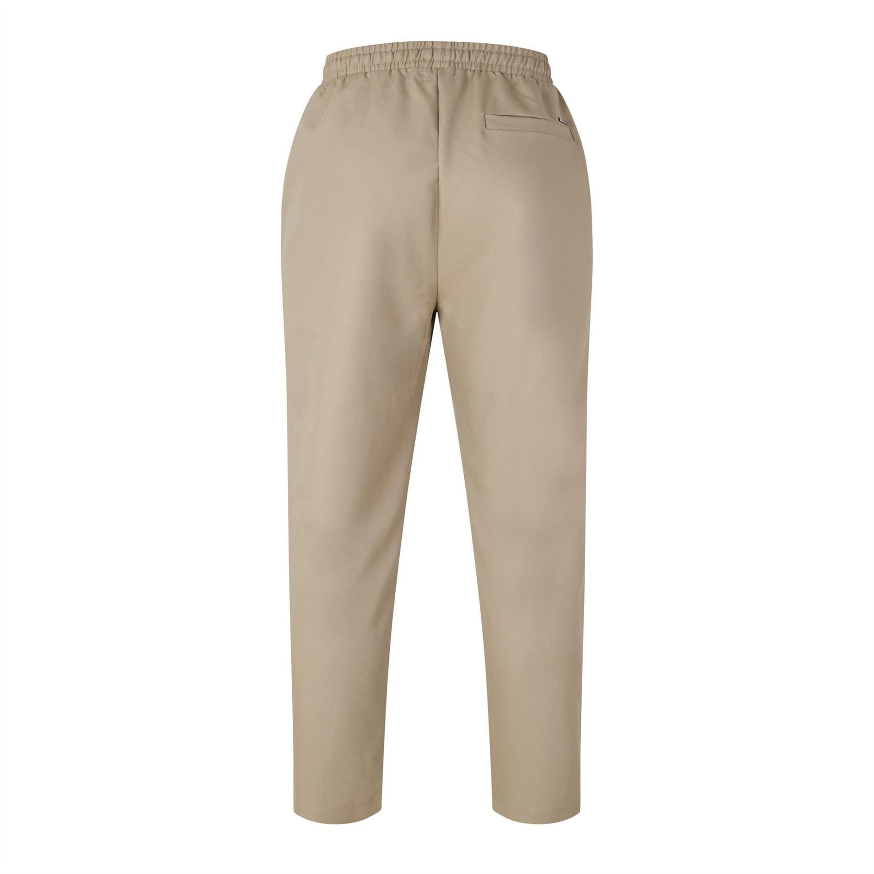 Beige - Back - Belier Mens Lightweight Relaxed Fit Trousers