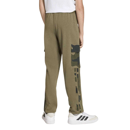 Olive Strata - Back - Adidas Boys 3S Cargo Trousers