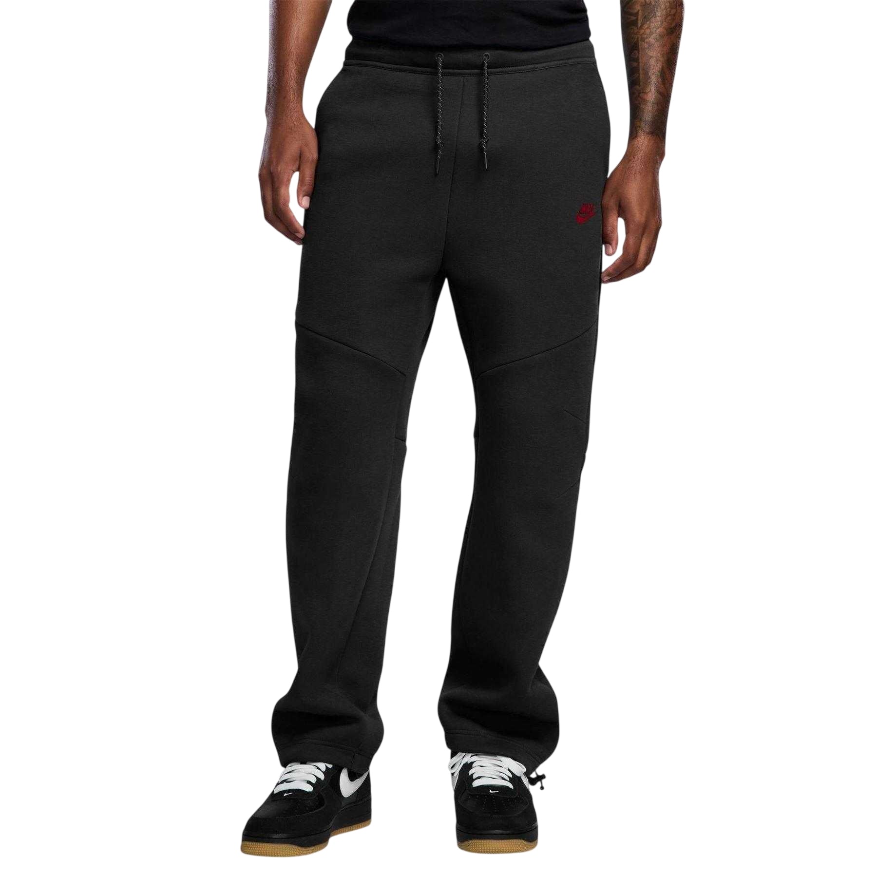 Black-Red - Front - Nike Mens Tech Fleece Loose Fit Sweatpants