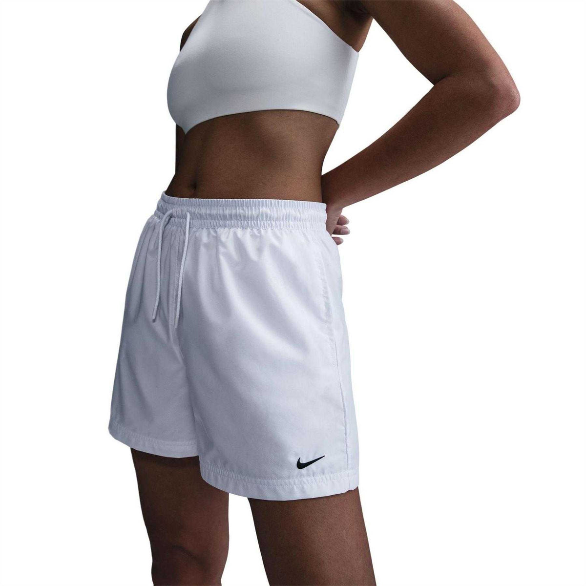 White-Black - Side - Nike Womens-Ladies NSW Lightweight Relaxed Fit Shorts