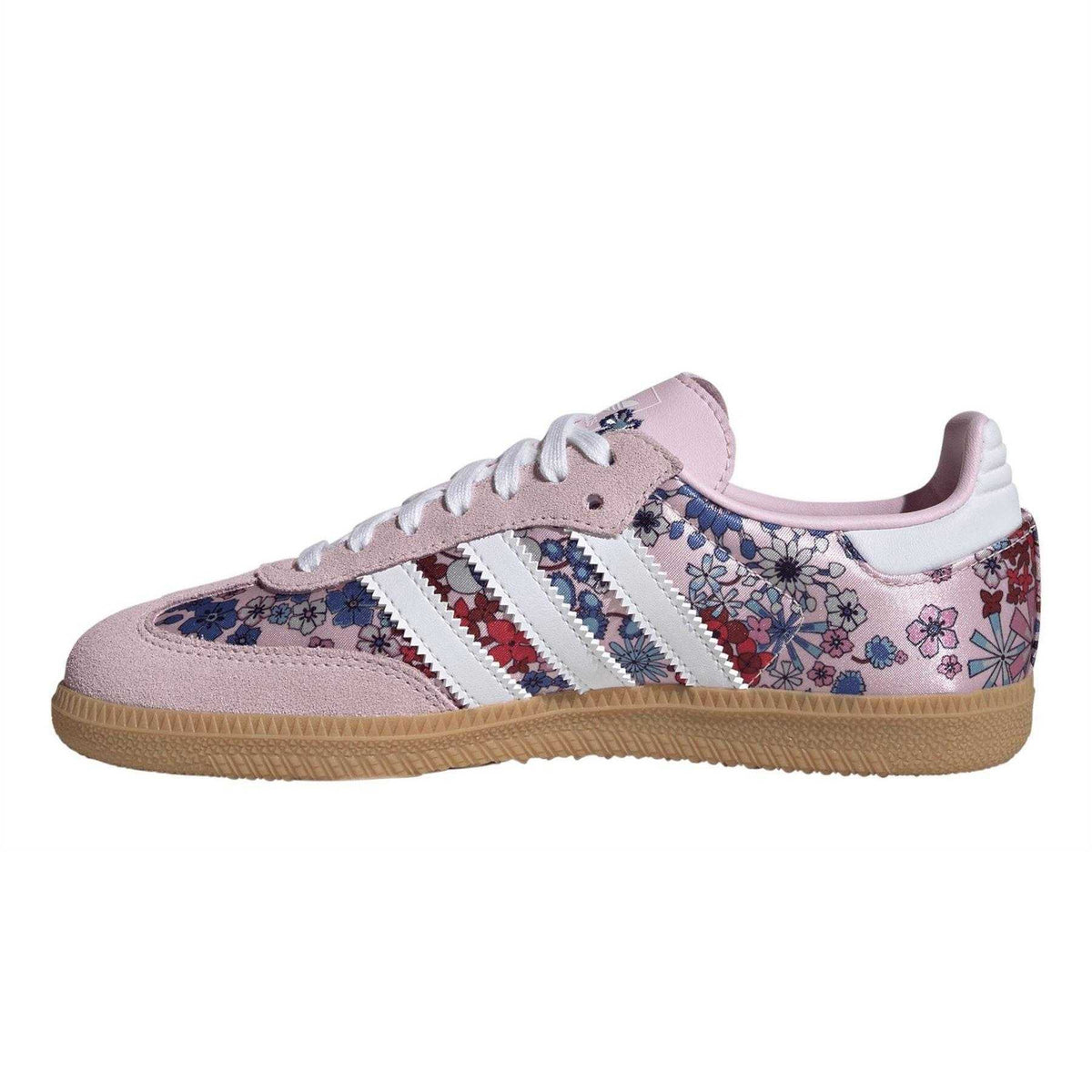 Pink-White - Side - Adidas Childrens-Kids Samba OG Suede Trainers
