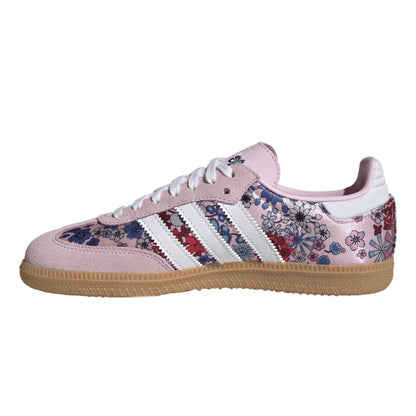 Pink-White - Side - Adidas Childrens-Kids Samba OG Suede Trainers