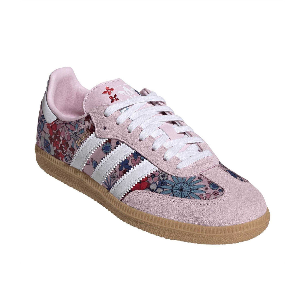 Pink-White - Pack Shot - Adidas Childrens-Kids Samba OG Suede Trainers
