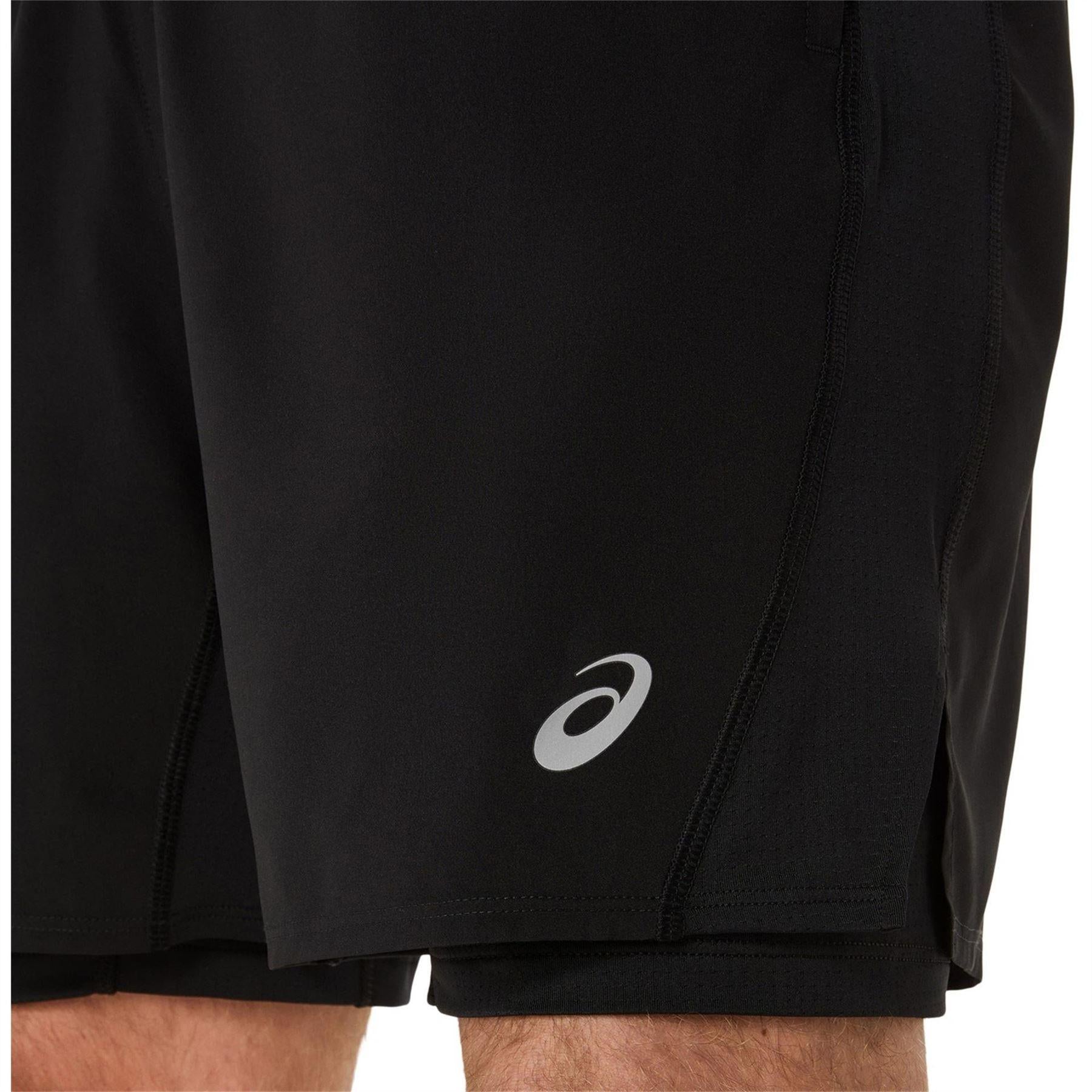 Black - Side - Asics Mens Core 2 in 1 Running Shorts