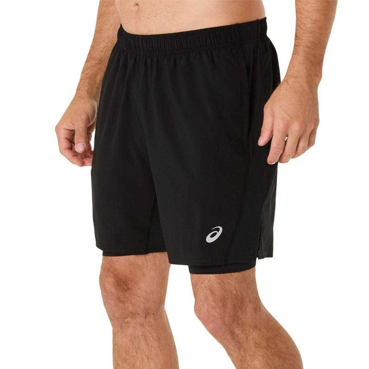 Black - Front - Asics Mens Core 2 in 1 Running Shorts
