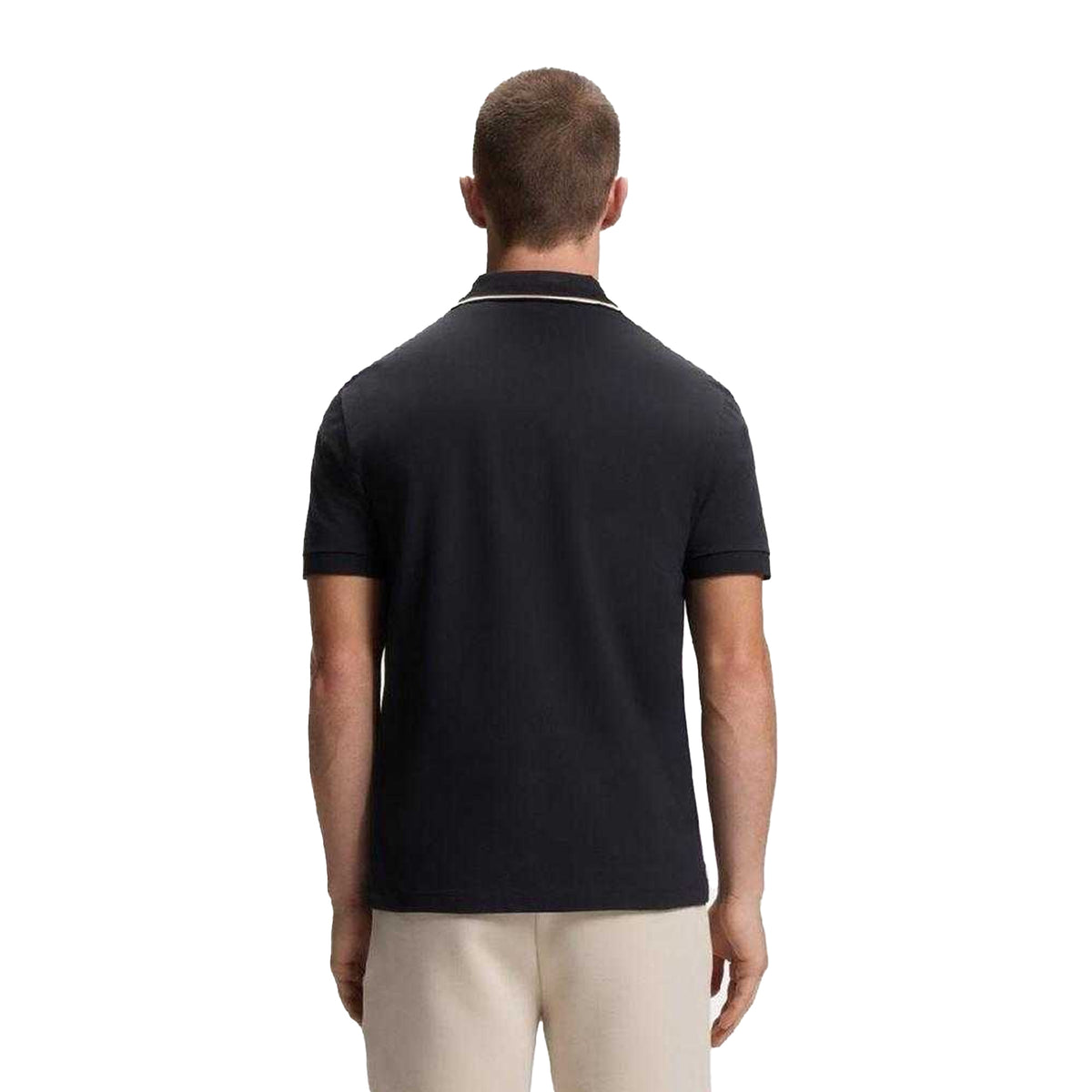Dark Blue - Back - Boss Mens Pique Collared Polo Shirt