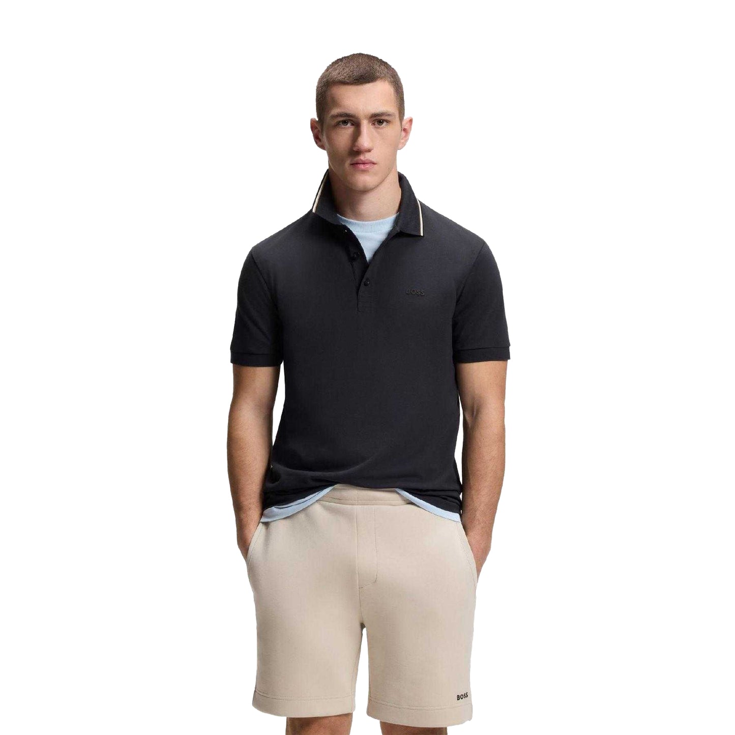 Dark Blue - Lifestyle - Boss Mens Pique Collared Polo Shirt