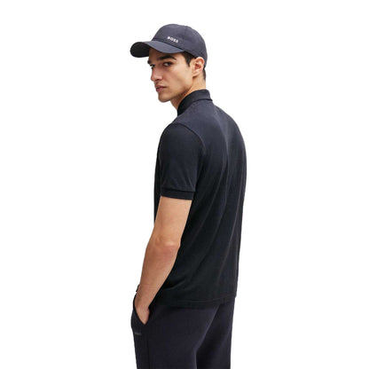 Dark Blue - Back - Boss Mens Plain Collared Regular Polo Shirt