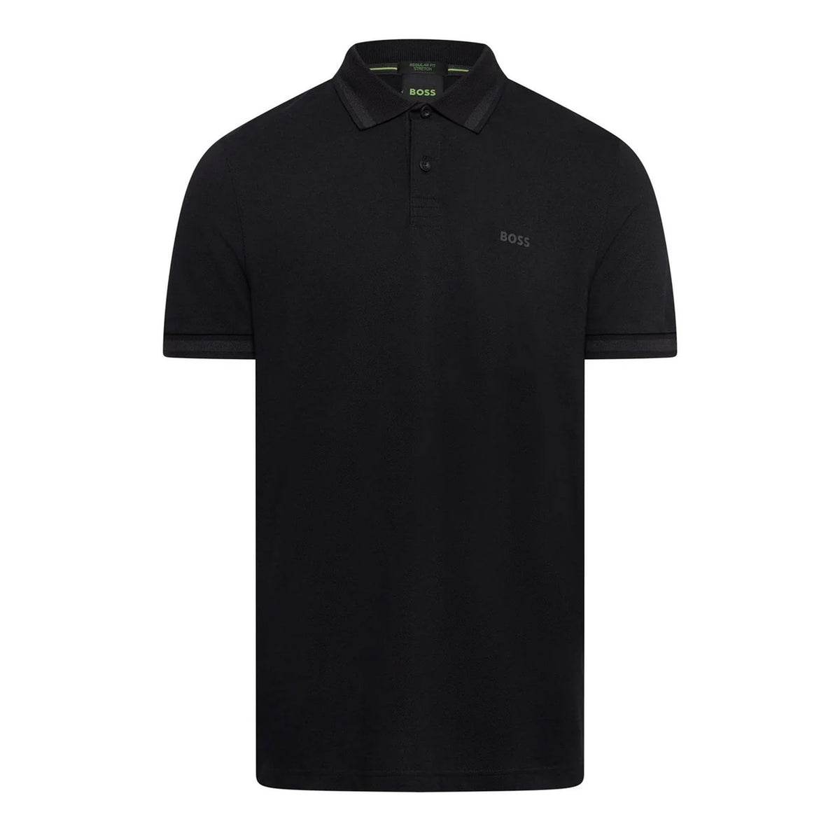 Black - Front - Boss Mens Plain Collared Regular Polo Shirt