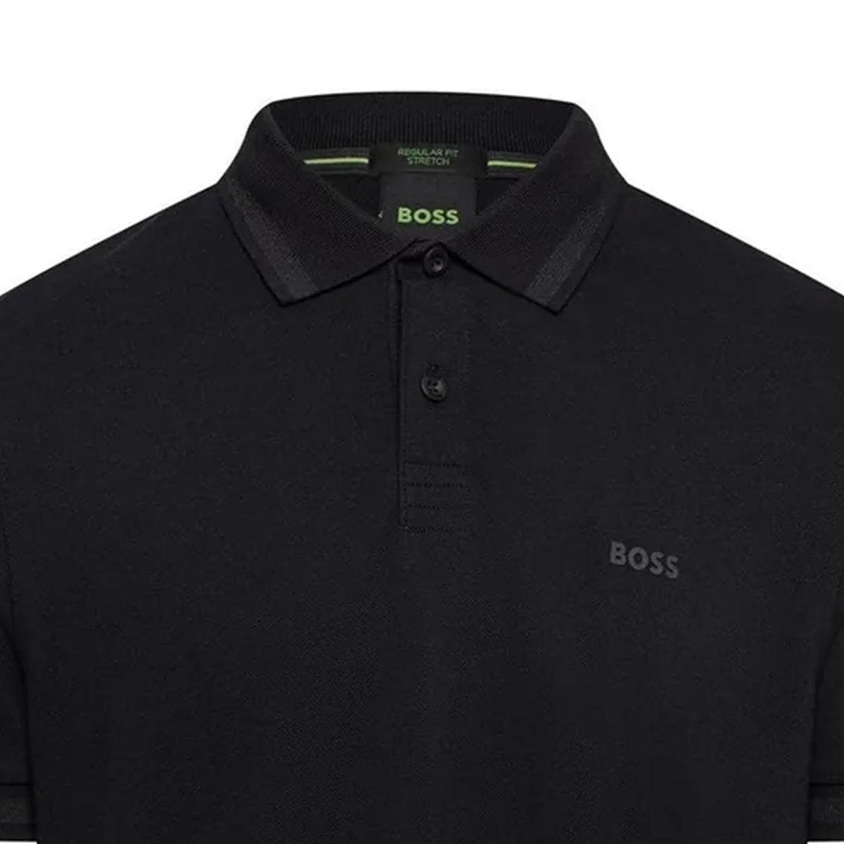 Black - Side - Boss Mens Plain Collared Regular Polo Shirt