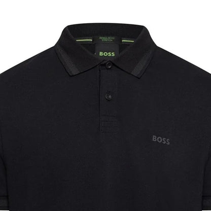 Black - Side - Boss Mens Plain Collared Regular Polo Shirt