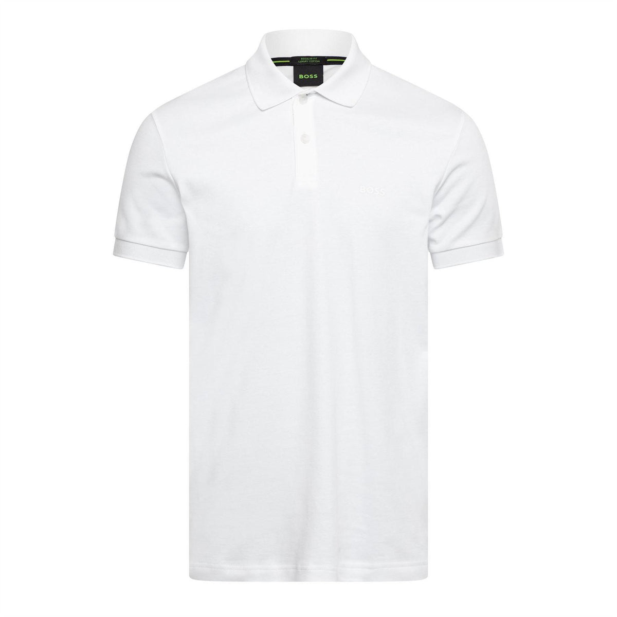White - Front - Boss Mens Pio 2 Logo Polo Shirt