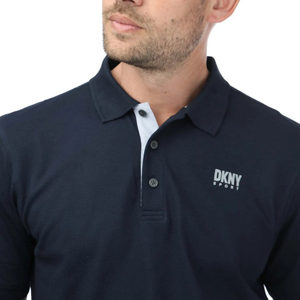 Navy - Side - DKNY Unisex Adult Tonal Logo Polo Shirt