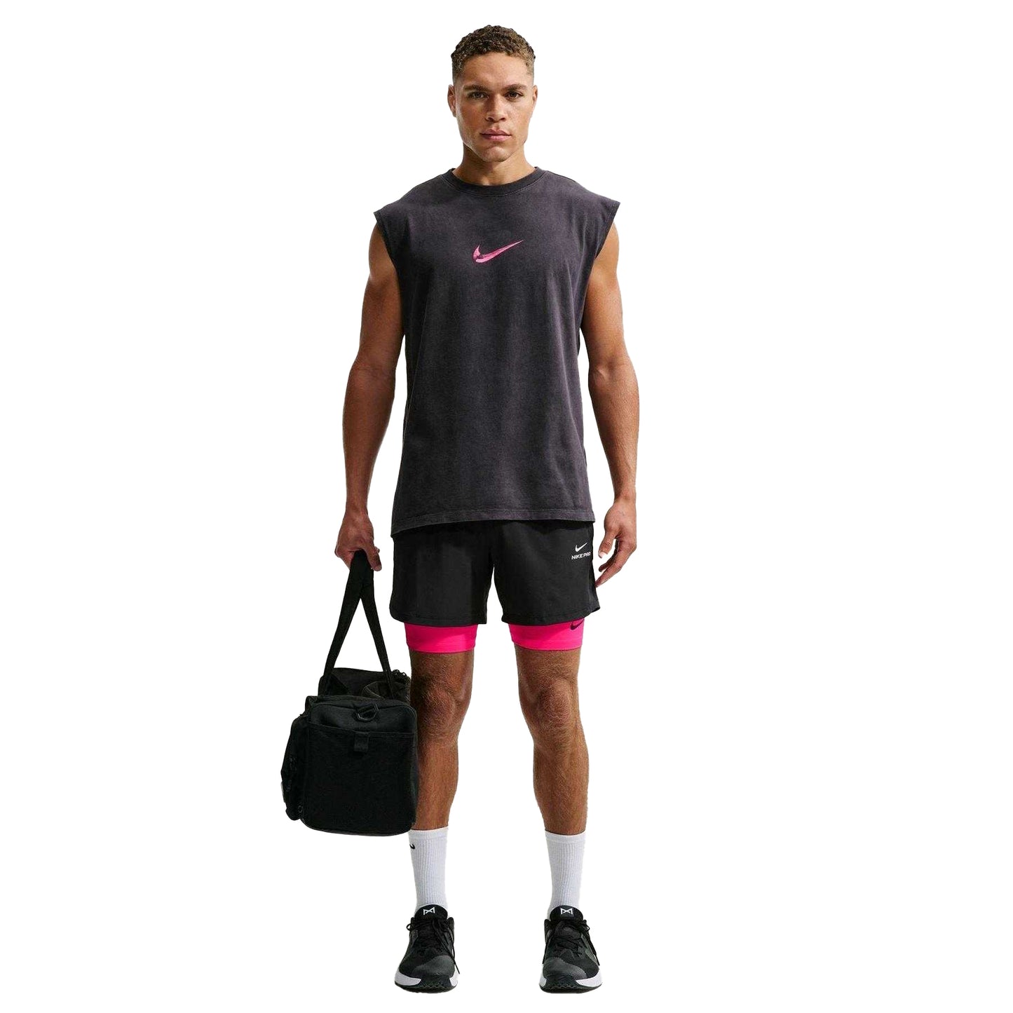 Hyper Pink-Black - Pack Shot - Nike Mens Pro Compression Shorts