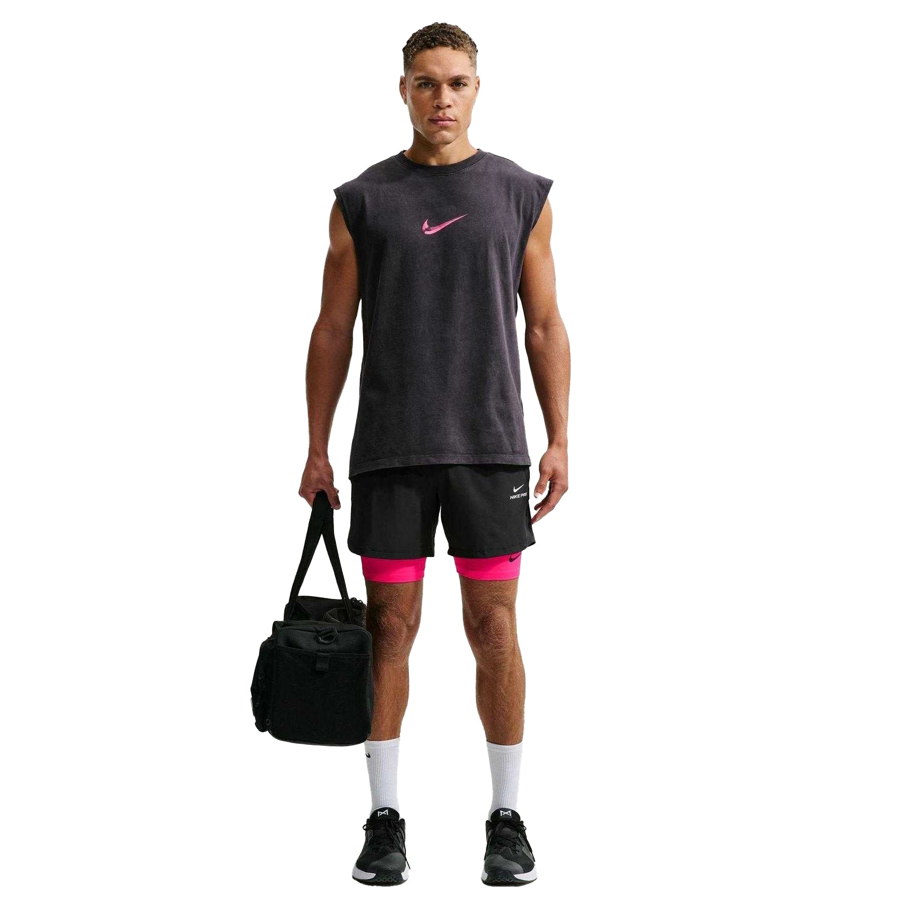 Hyper Pink-Black - Pack Shot - Nike Mens Pro Compression Shorts