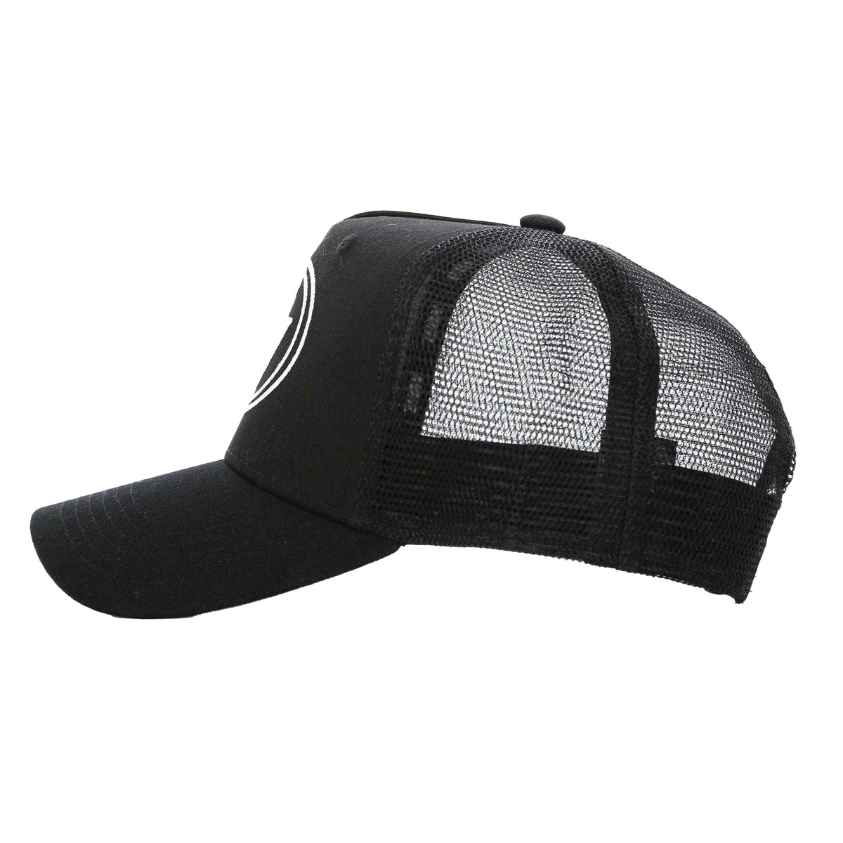 White-Black - Side - Societe Noir Mens Embroidered Logo Trucker Cap