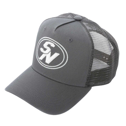 White-Grey - Front - Societe Noir Mens Embroidered Logo Trucker Cap