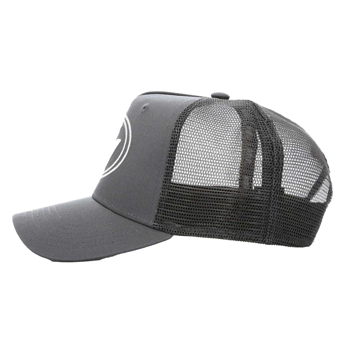 White-Grey - Side - Societe Noir Mens Embroidered Logo Trucker Cap