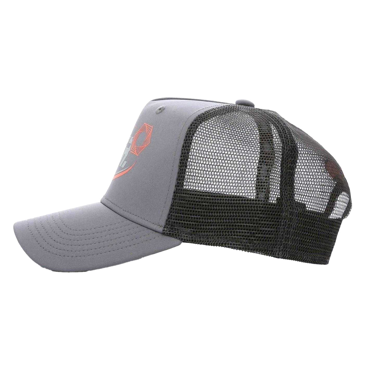Grey-Peach - Side - Societe Noir Mens Wordmark Logo Trucker Cap