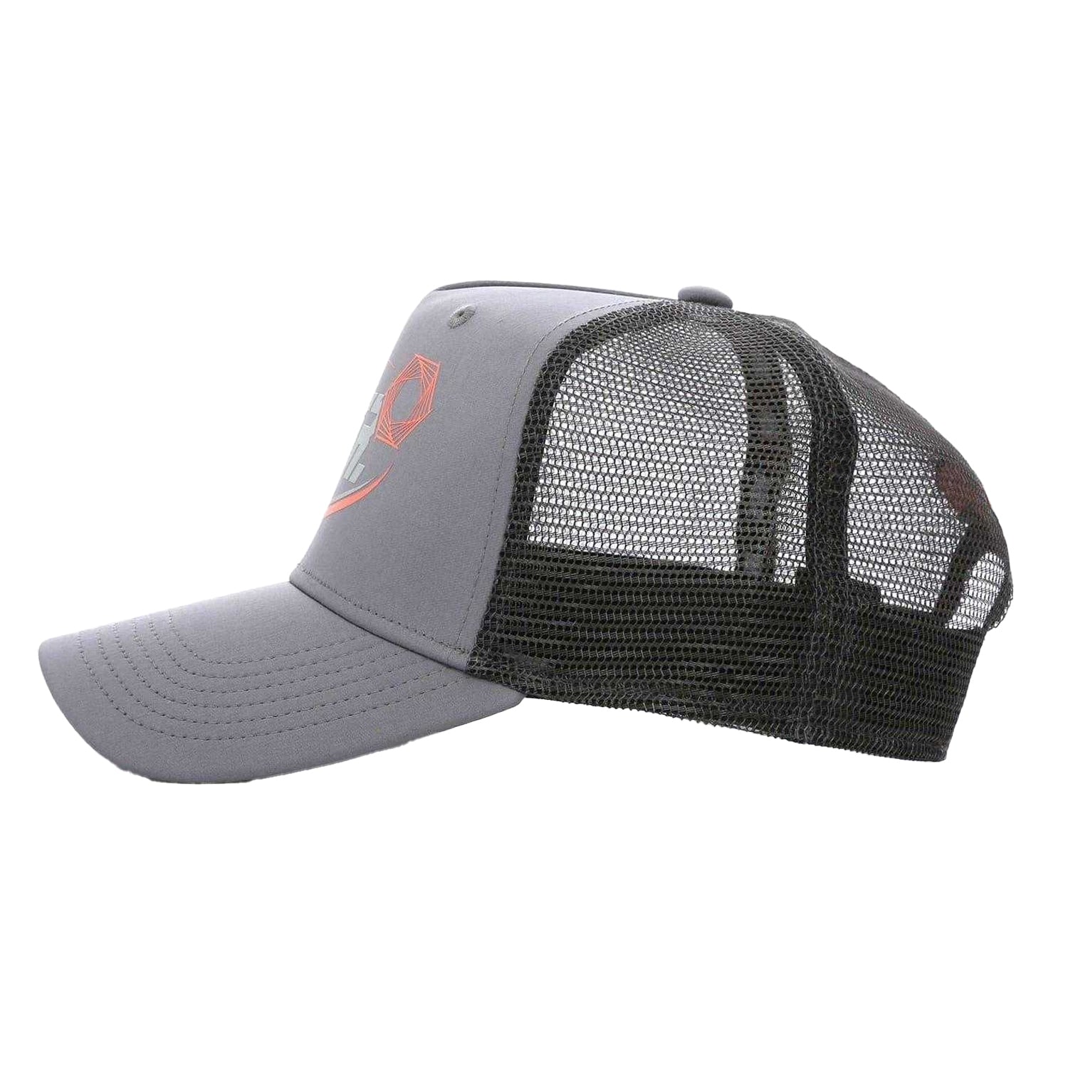 Grey-Peach - Side - Societe Noir Mens Wordmark Logo Trucker Cap