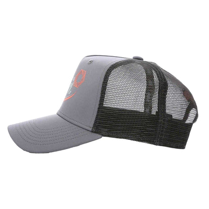 Grey-Peach - Side - Societe Noir Mens Wordmark Logo Trucker Cap
