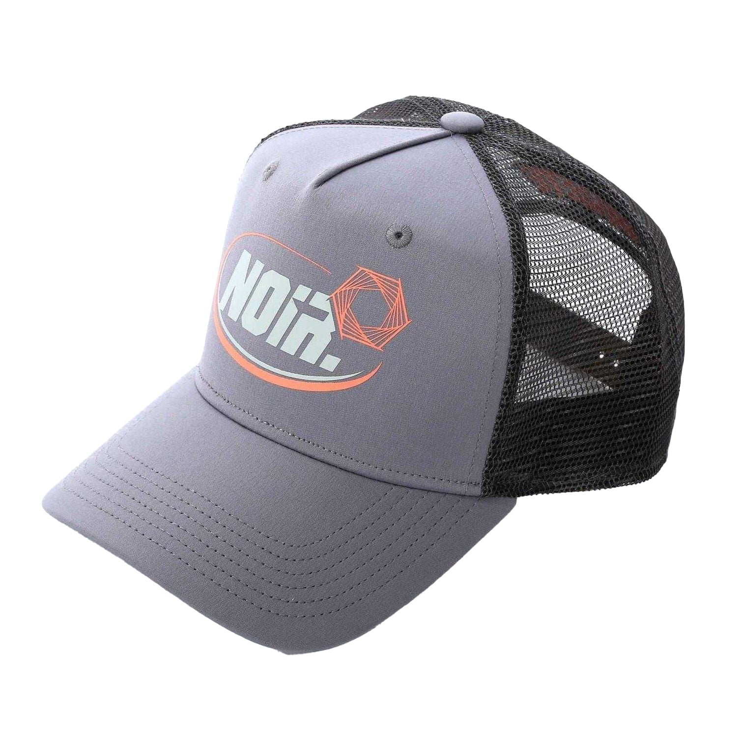 Grey-Peach - Front - Societe Noir Mens Wordmark Logo Trucker Cap