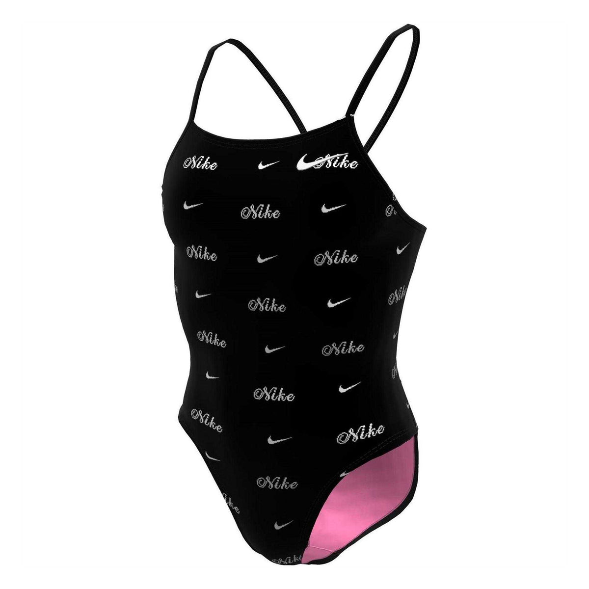 Jet Black - Side - Nike Womens-Ladies Hydrastrong Logo One Piece Swimsuit