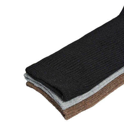 Black-Taupe-Light Grey Marl - Side - Pieces Womens-Ladies Marta Ribbed Crew Socks (Pack of 4)