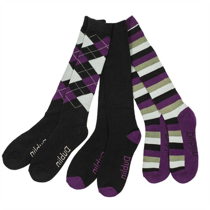 Black-Purple-Grey - Back - Dublin Unisex Adult Knee High Socks (Pack of 3)