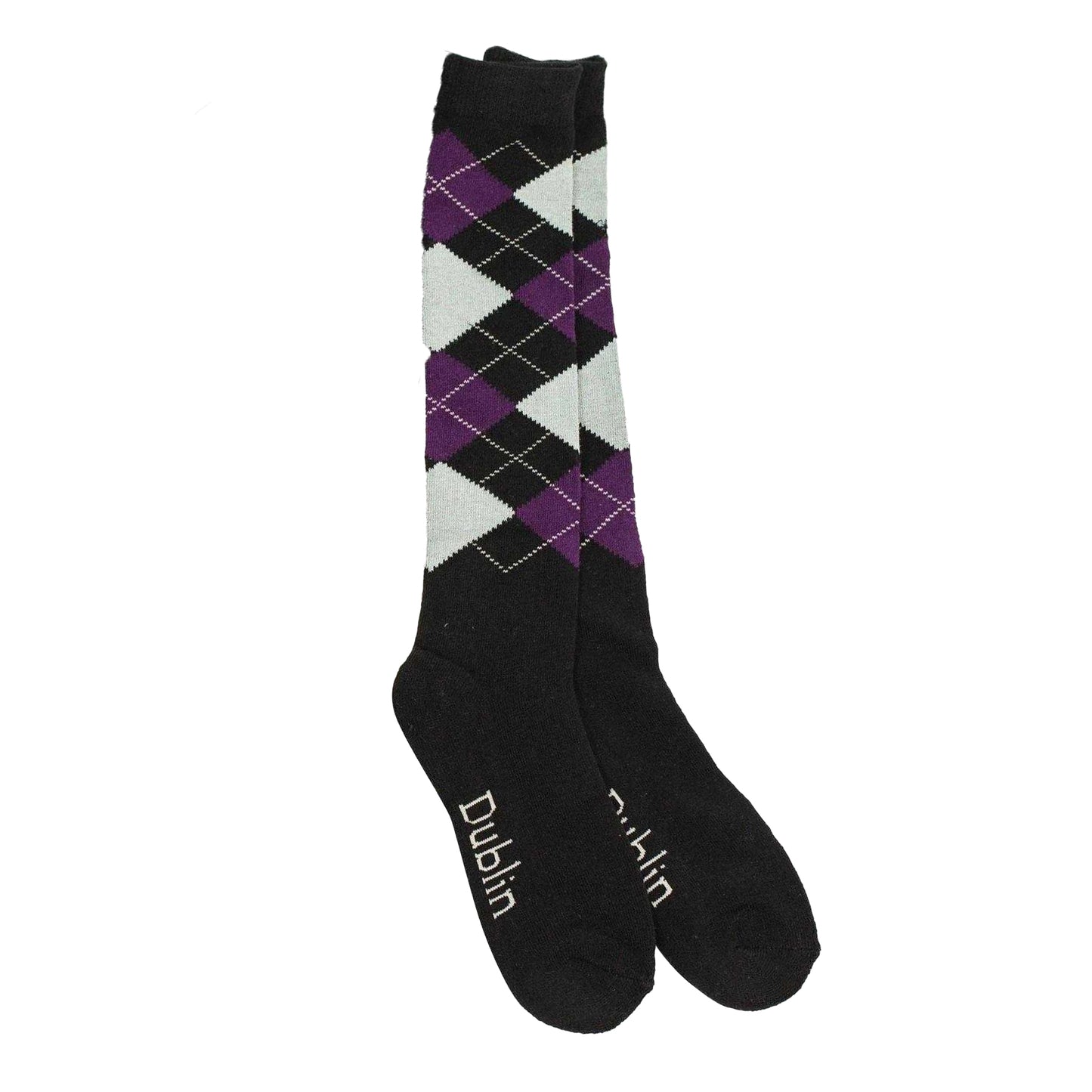 Black-Purple-Grey - Side - Dublin Unisex Adult Knee High Socks (Pack of 3)