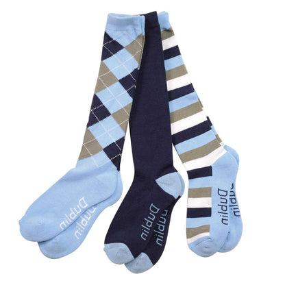 Navy-Sky - Back - Dublin Unisex Adult Knee High Socks (Pack of 3)
