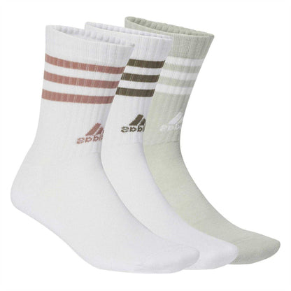 White - Back - Adidas Childrens-Kids 3 Stripes Socks (Pack of 3)