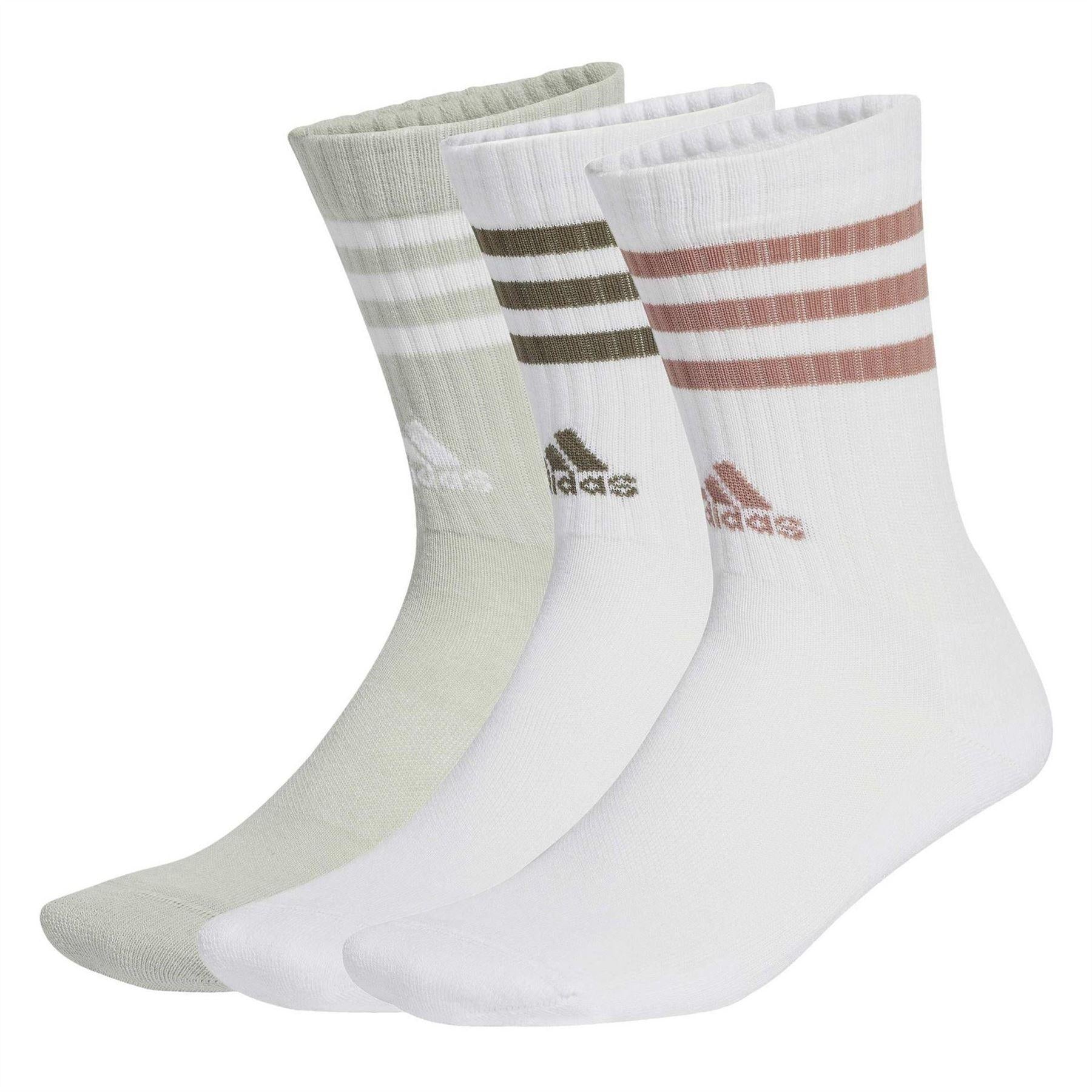 White - Front - Adidas Childrens-Kids 3 Stripes Socks (Pack of 3)