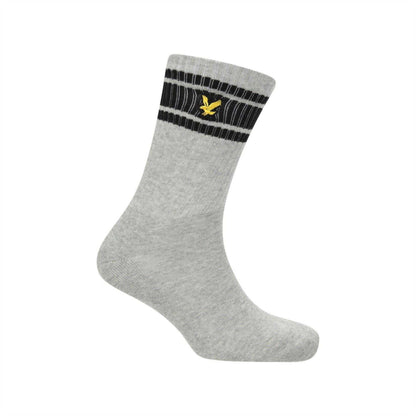 White-Grey-Black - Side - Lyle & Scott Mens Grant Sports Socks (Pack of 3)