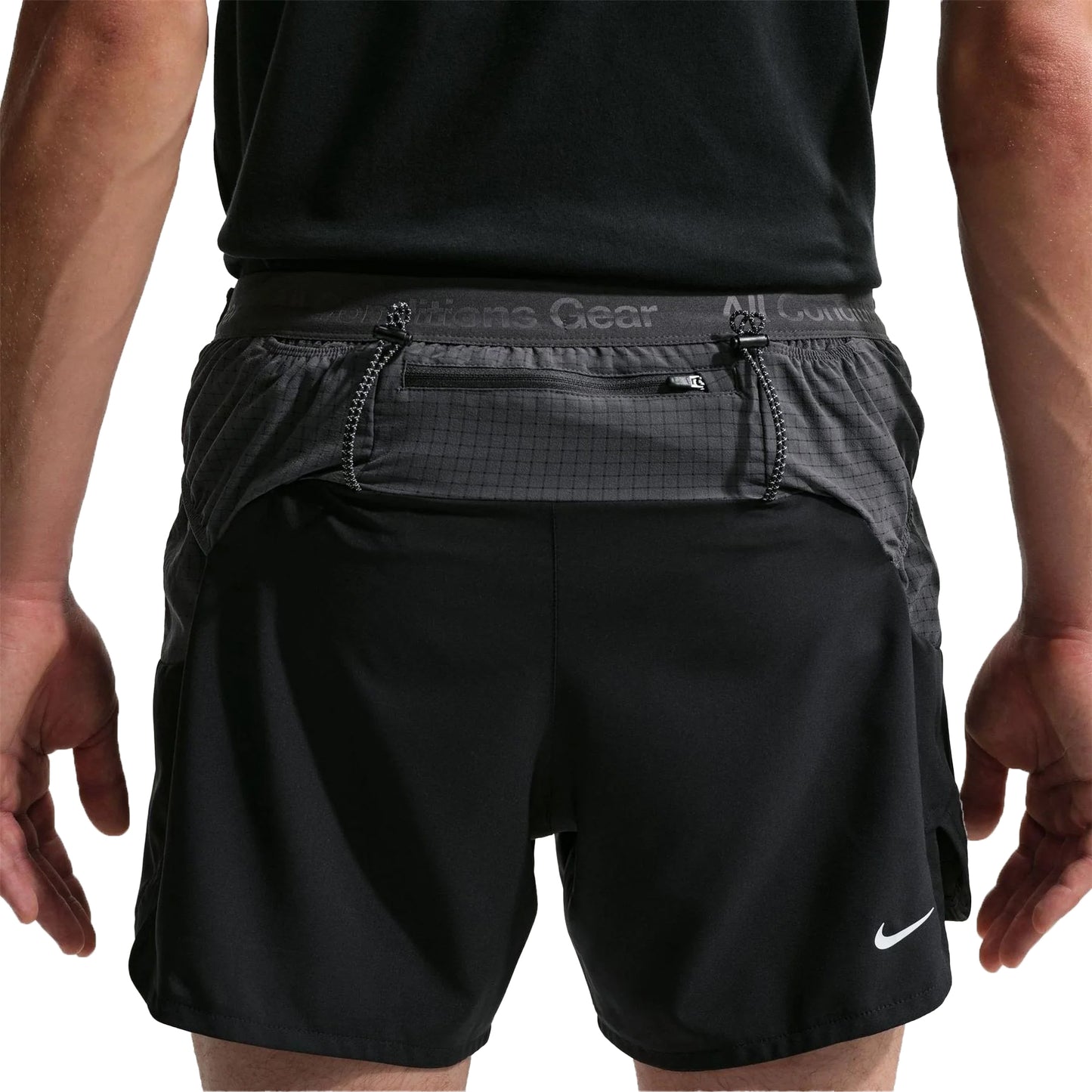 Black-White - Close up - Nike Mens ACG Running Shorts