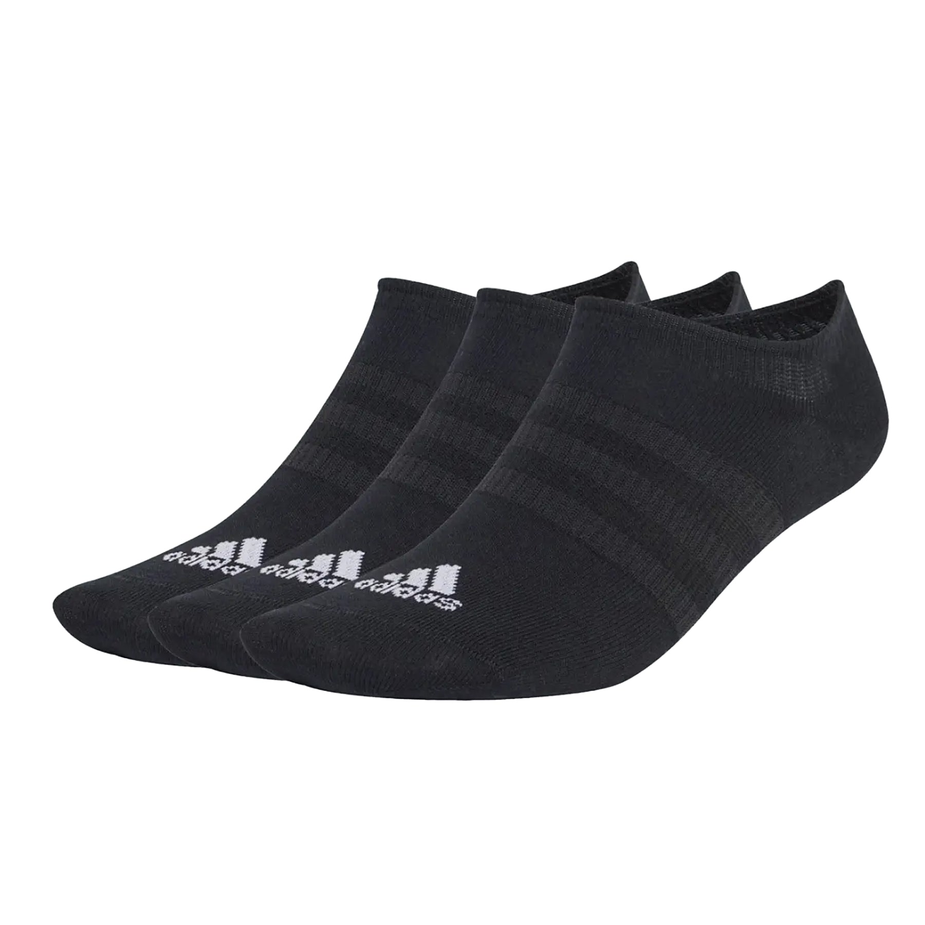 Black - Front - Adidas Unisex Adult Thin And Light No-Show Socks (Pack of 3)