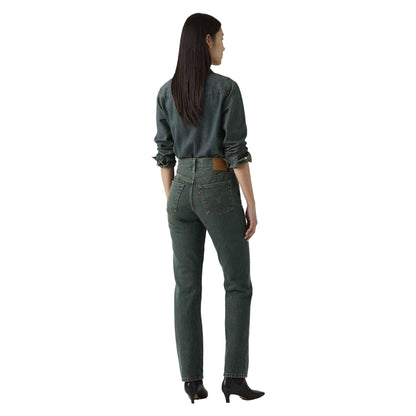 Verdant - Back - Levis Womens-Ladies 501 5 Pockets Straight Jeans