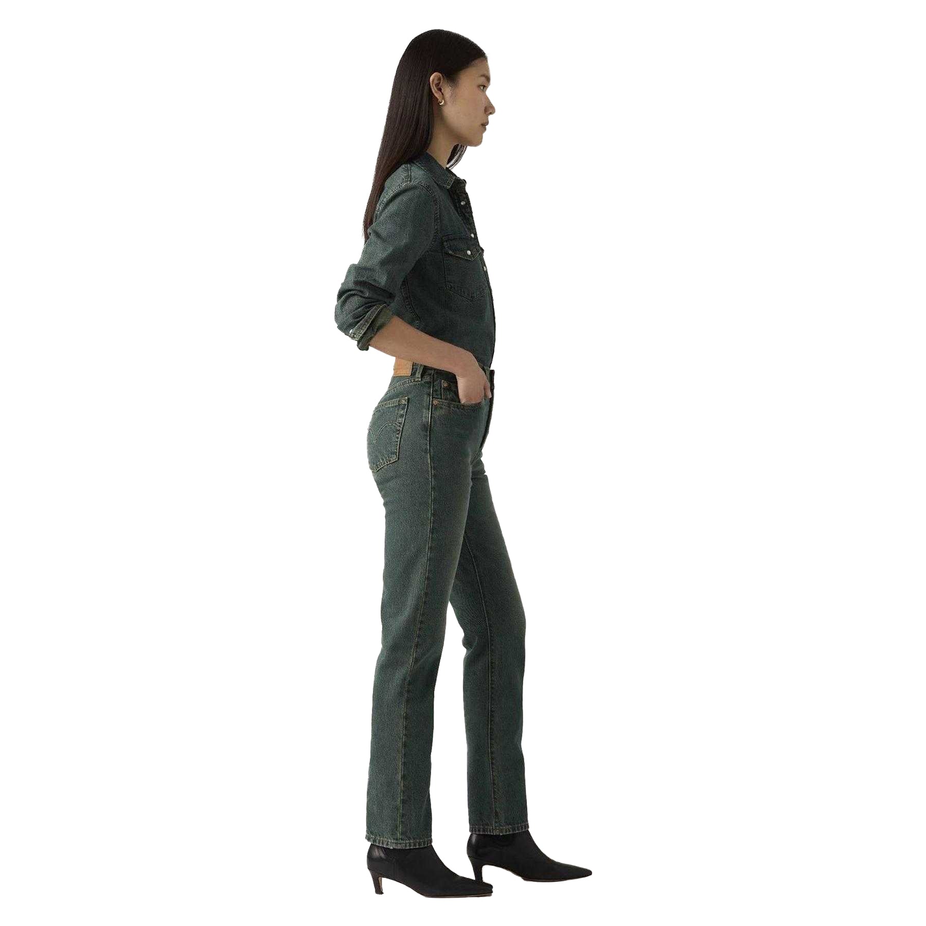 Verdant - Side - Levis Womens-Ladies 501 5 Pockets Straight Jeans
