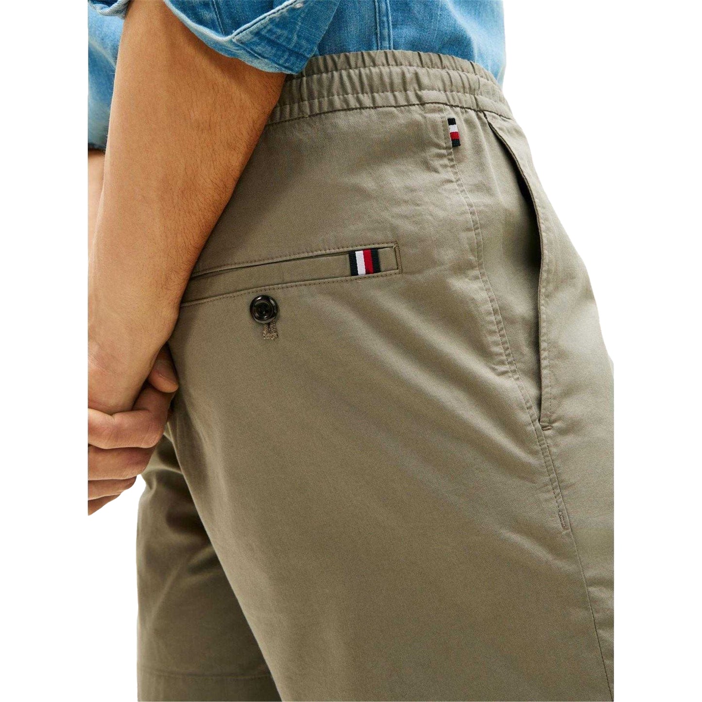 Grey - Side - Tommy Hilfiger Mens Slim Chino Shorts