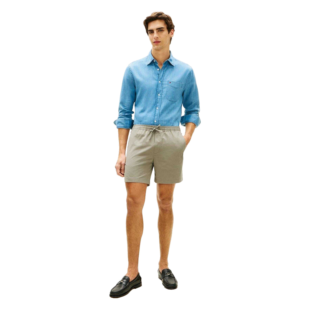 Grey - Pack Shot - Tommy Hilfiger Mens Slim Chino Shorts