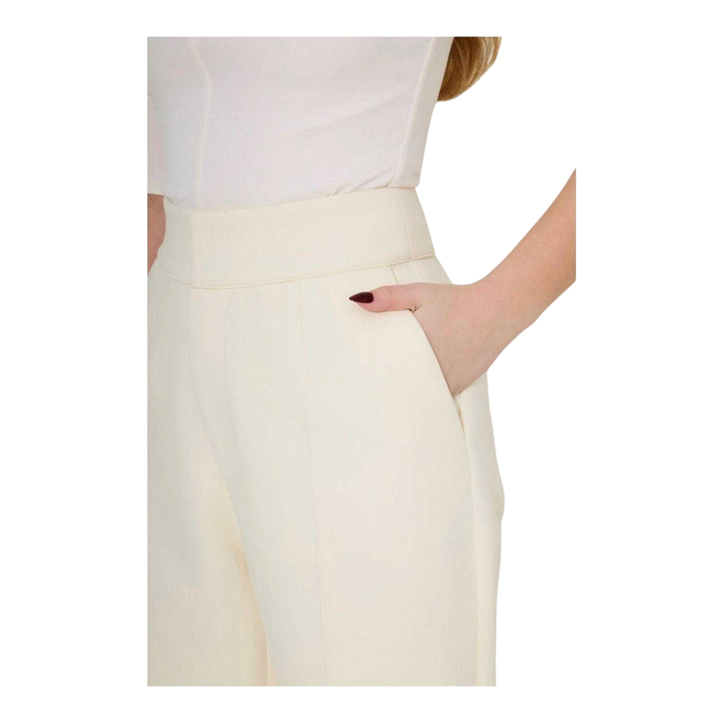 Cream - Side - Odd Muse Womens-Ladies Wide Leg Trousers