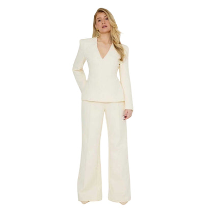 Cream - Lifestyle - Odd Muse Womens-Ladies Wide Leg Trousers