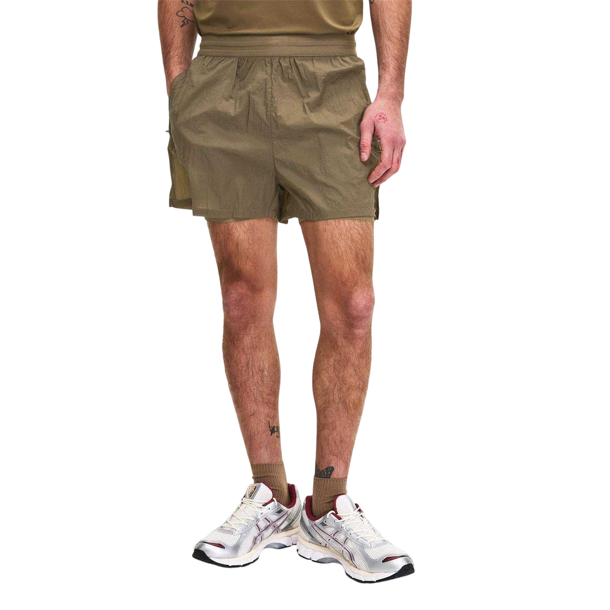 Brown - Side - Couture Club Mens Double Layer Regular Running Shorts