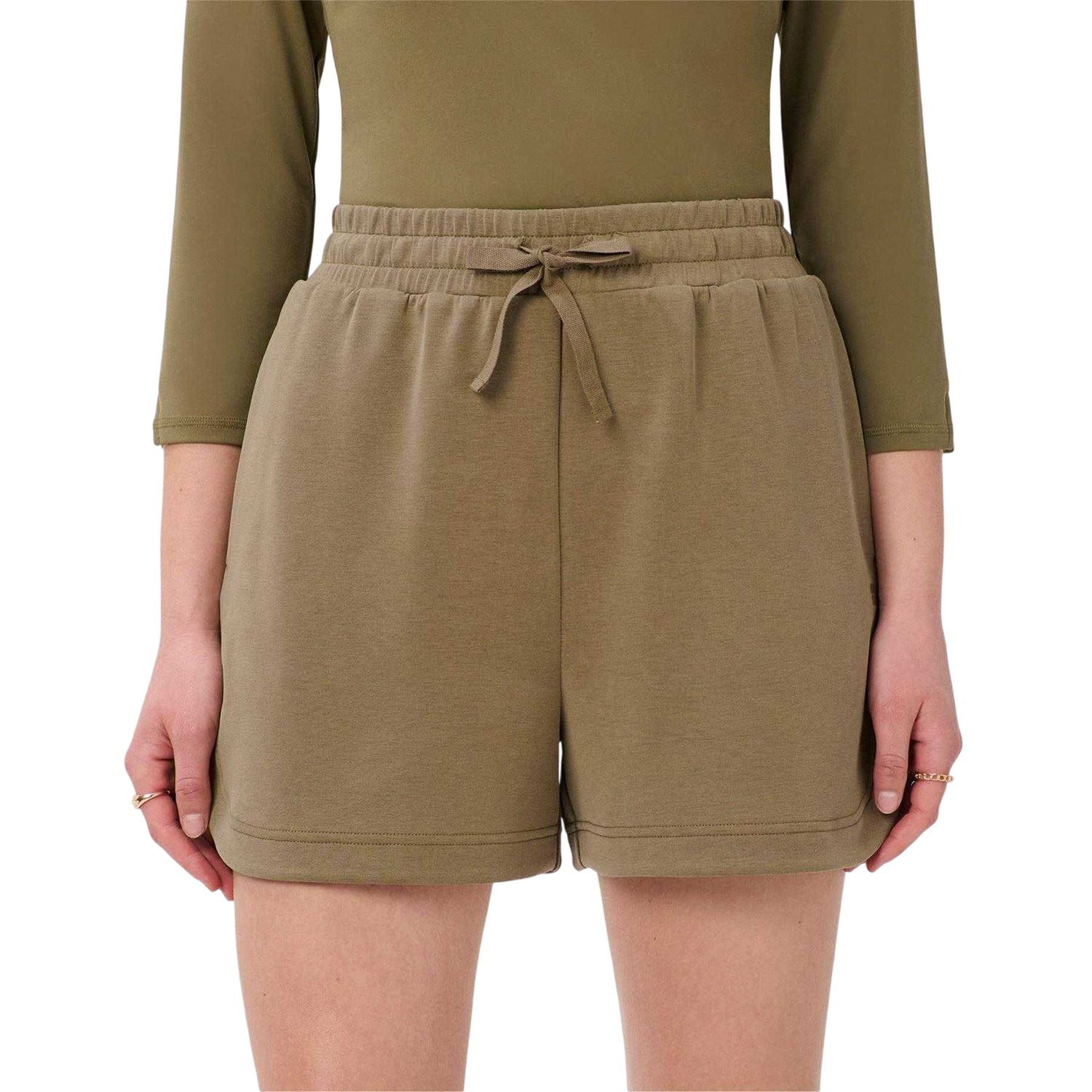 Khaki Brown - Side - Sweaty Betty Womens-Ladies Fleece Relaxed Fit Shorts
